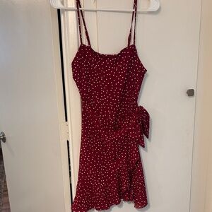 Burgundy Polka Dot Dress